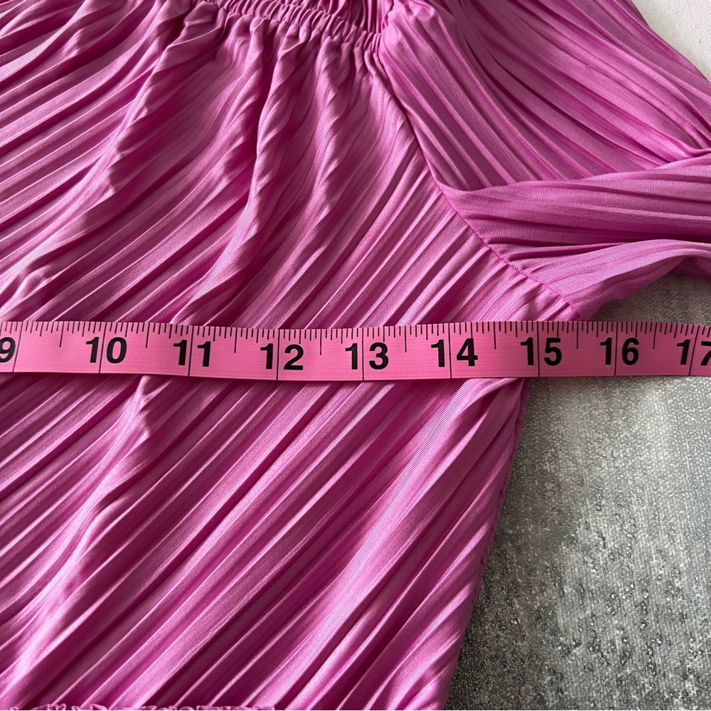 Bailey 44 Pink Pleated Peplum Blouse Bell Sleeve Romantic Flowy Top - Picture 7 of 8